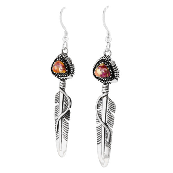 Plum Spiny Feather Earrings Sterling Silver E1470-C92