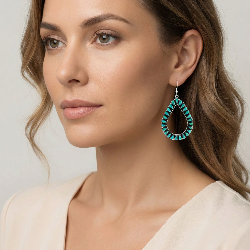 Turquoise Earrings Sterling Silver E1471-LG-C75