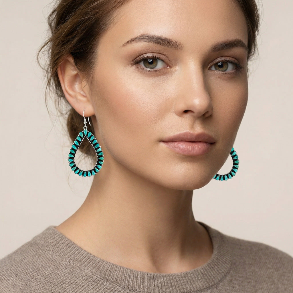 Turquoise Earrings Sterling Silver E1471-LG-C75