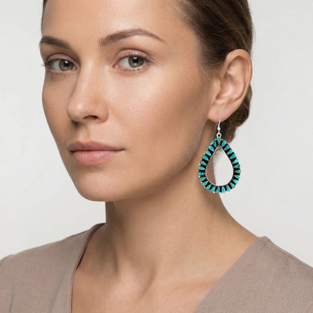 Turquoise Earrings Sterling Silver E1471-LG-C75