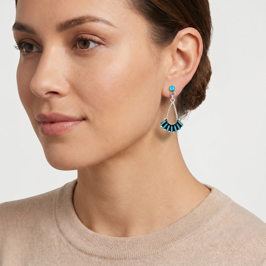Turquoise Earrings Sterling Silver E1474-C75