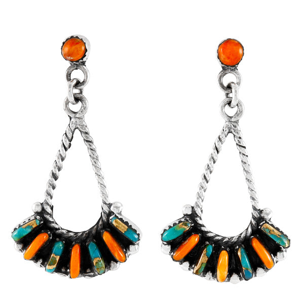 Turquoise & Coral Earrings Sterling Silver E1474-C86