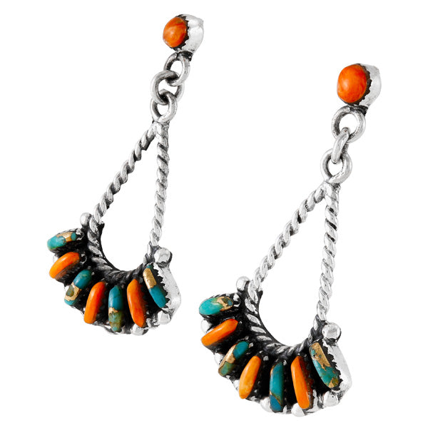 Turquoise & Coral Earrings Sterling Silver E1474-C86
