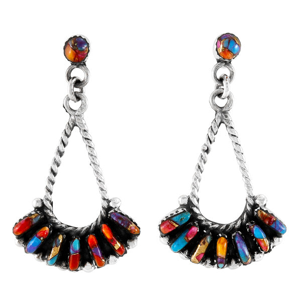 Rainbow Spiny Turquoise Earrings Sterling Silver E1474-C91