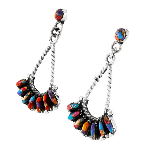 Rainbow Spiny Turquoise Earrings Sterling Silver E1474-C91