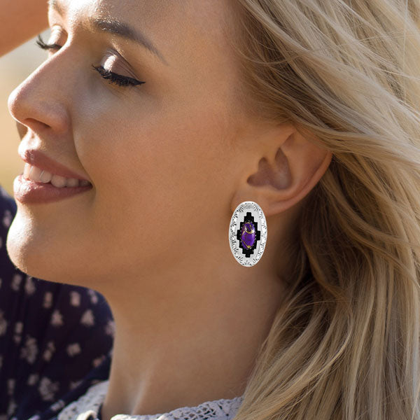 Purple Turquoise Earrings Sterling Silver E1475-C77