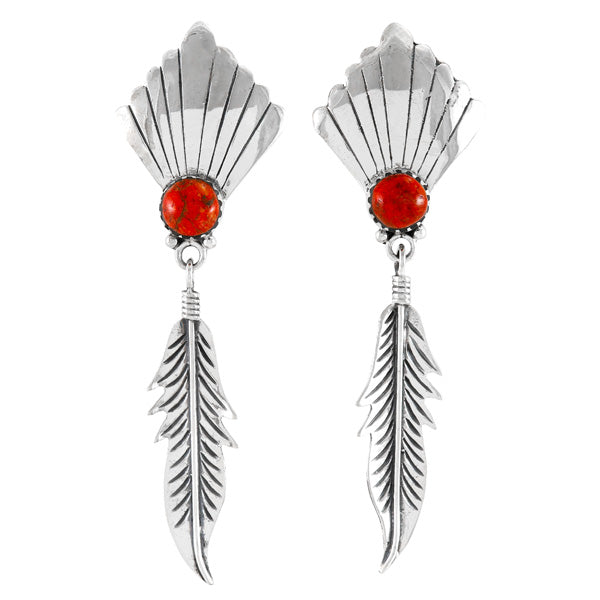 Coral Feather Earrings Sterling Silver E1476-C74