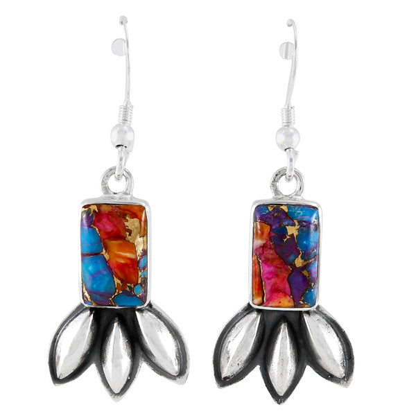Rainbow Spiny Turquoise Earrings Sterling Silver E1477-C91
