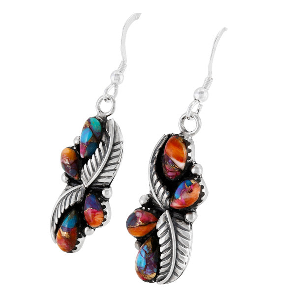 Rainbow Spiny Turquoise Earrings Sterling Silver E1483-C91
