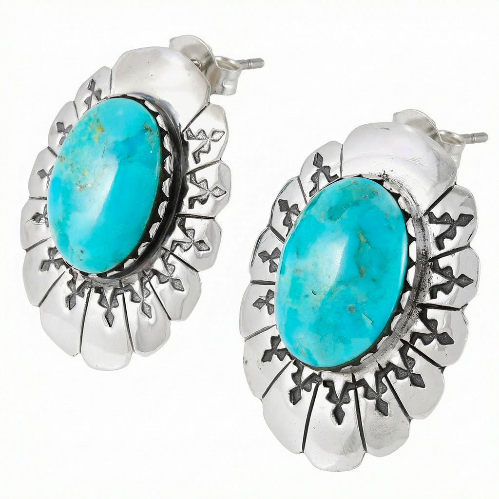 Turquoise Earrings Sterling Silver E1484-C75