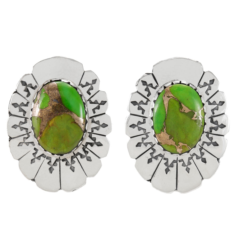 Green Turquoise Earrings Sterling Silver E1484-C76