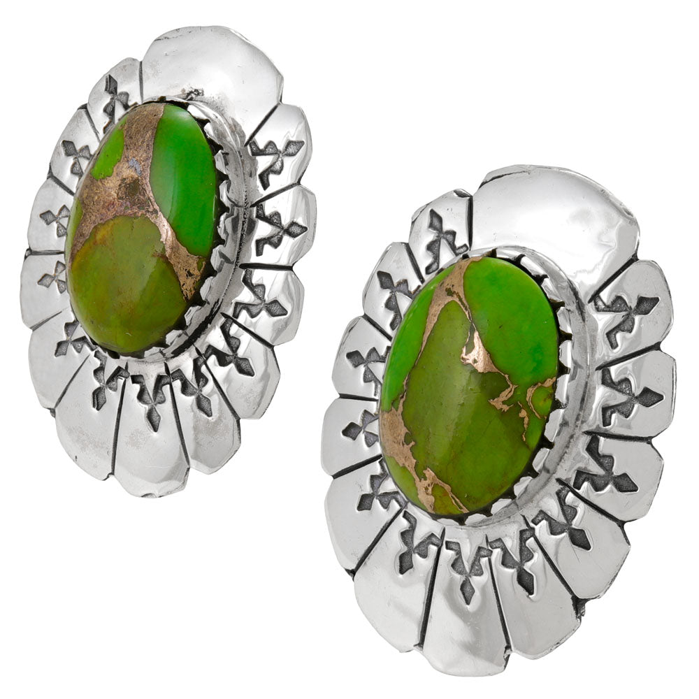 Green Turquoise Earrings Sterling Silver E1484-C76