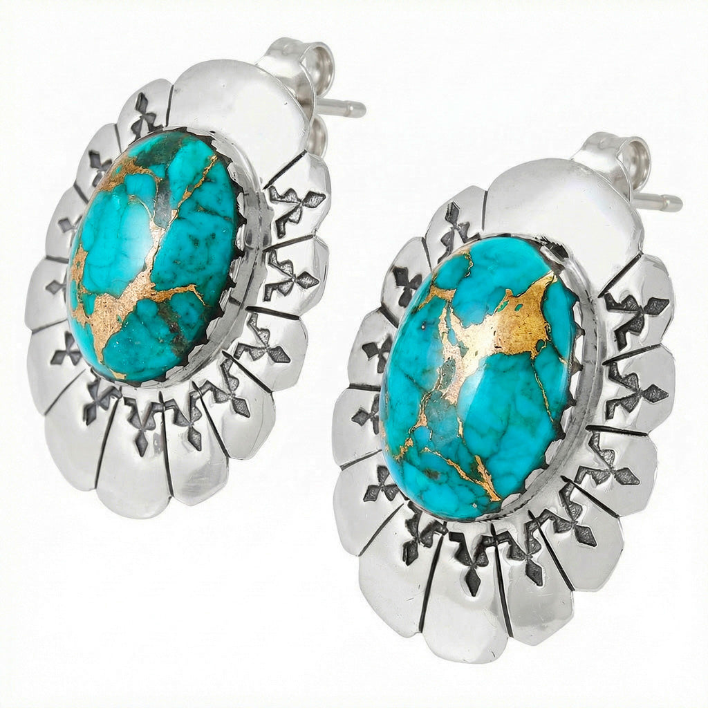 Matrix Turquoise Earrings Sterling Silver E1484-C84