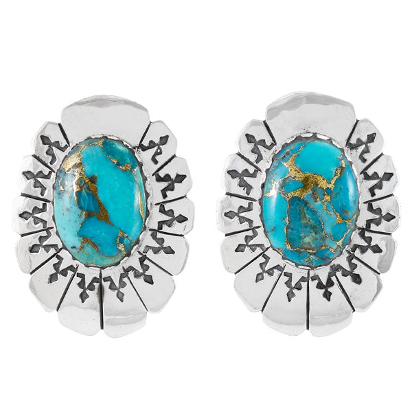 Matrix Turquoise Earrings Sterling Silver E1484-C84