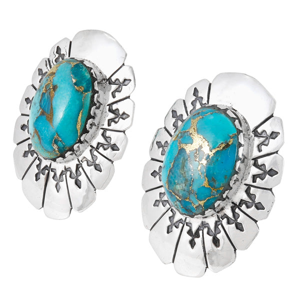 Matrix Turquoise Earrings Sterling Silver E1484-C84