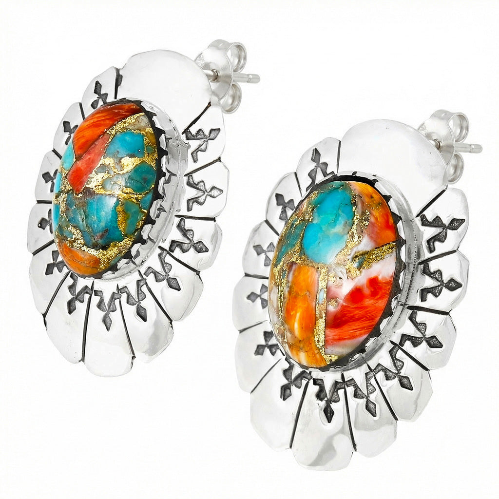 Spiny Turquoise Earrings Sterling Silver E1484-C89