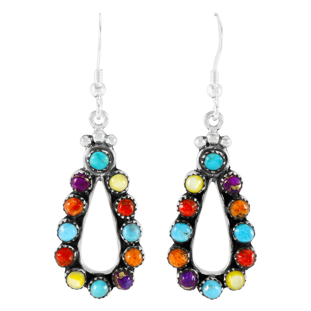 Multi Gemstone Earrings SilverBronzé E1486-SB-C71
