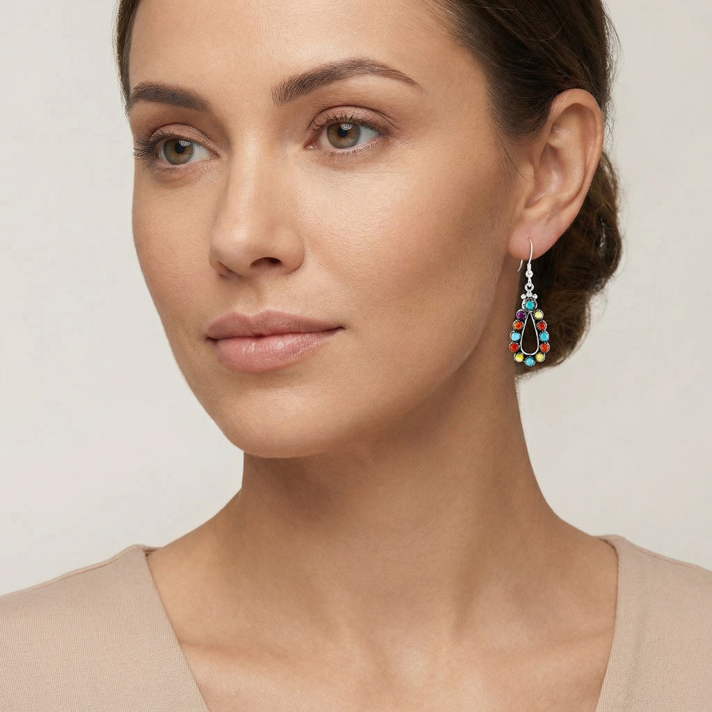 FINAL CLEARANCE - Multi Gemstone Earrings SilveryCopper™ E1486-SB-C71