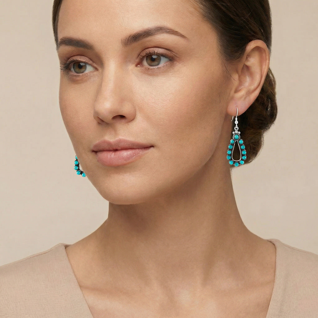 Turquoise Earrings SilverBronzé E1486-SB-C75