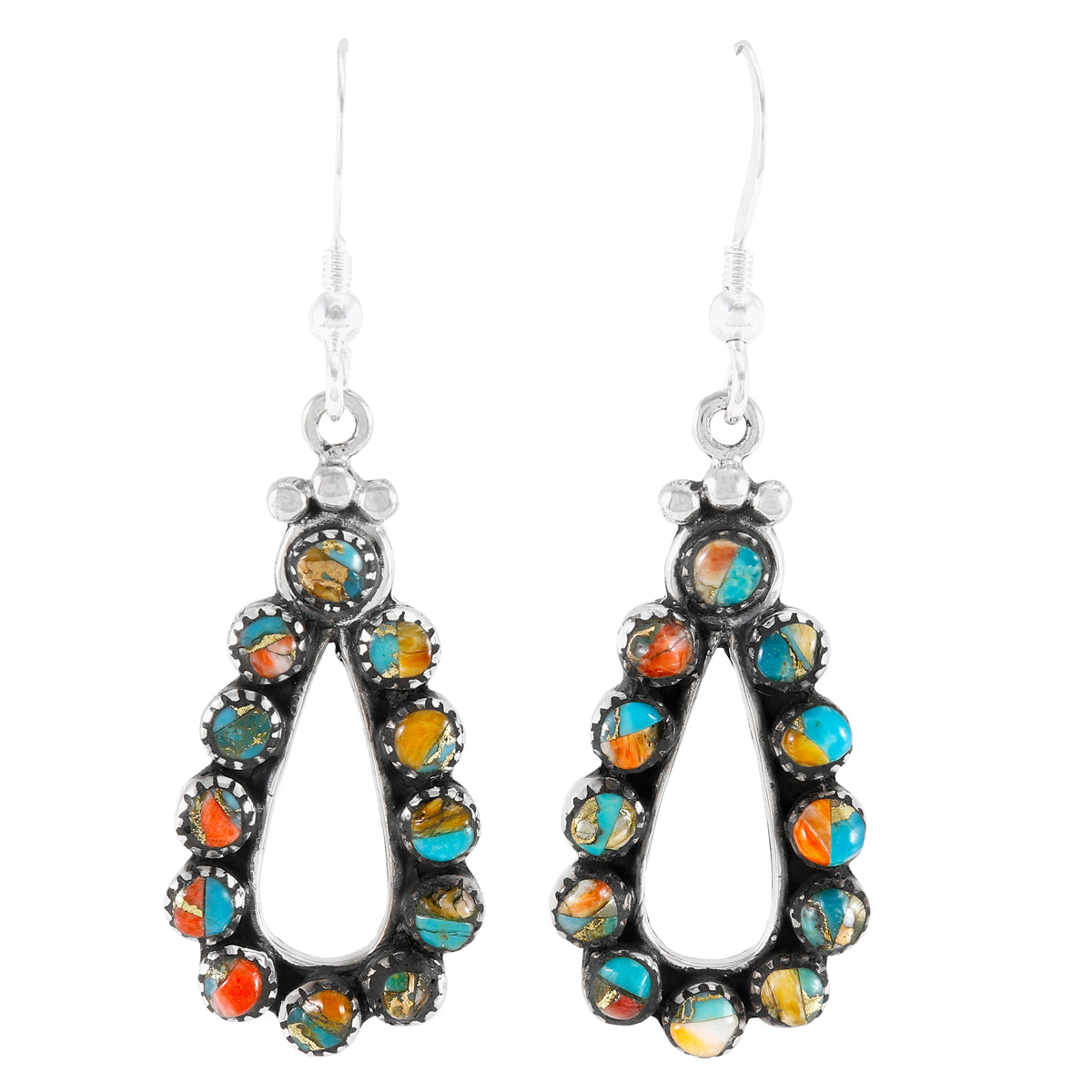 Spiny Turquoise Earrings SilverBronzé E1486-SB-C89