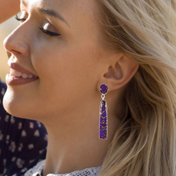 Purple Turquoise Earrings Sterling Silver E1487-C77