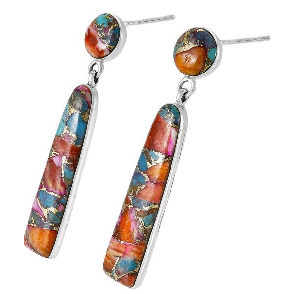 Rainbow Spiny Turquoise Earrings Sterling Silver E1487-C91
