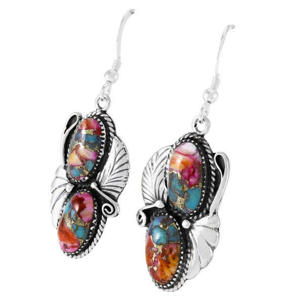 Rainbow Spiny Turquoise Earrings Sterling Silver E1488-C91