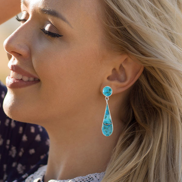 Turquoise Earrings Sterling Silver E1489-C75