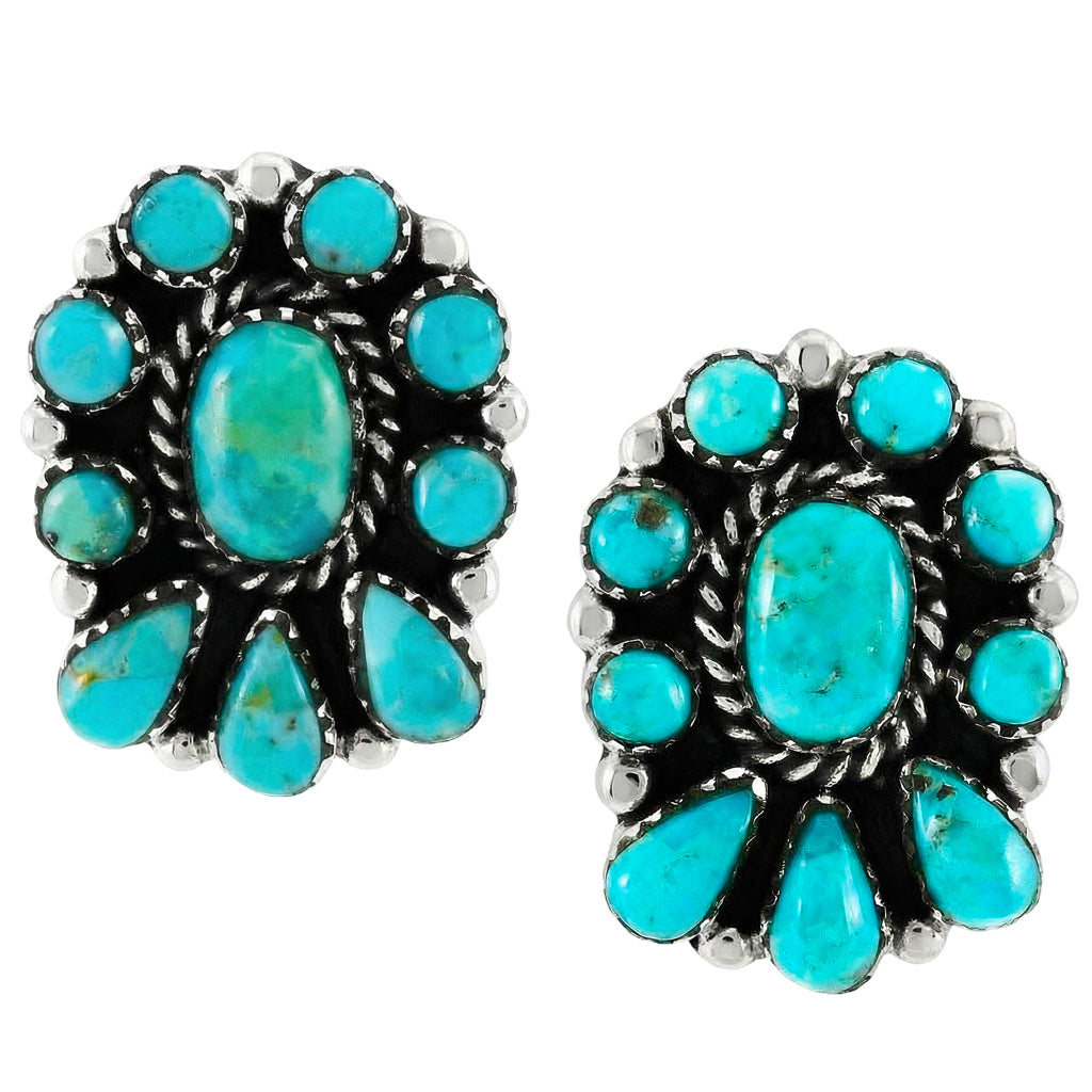 Turquoise Earrings SilverBronzé E1490-SB-C75