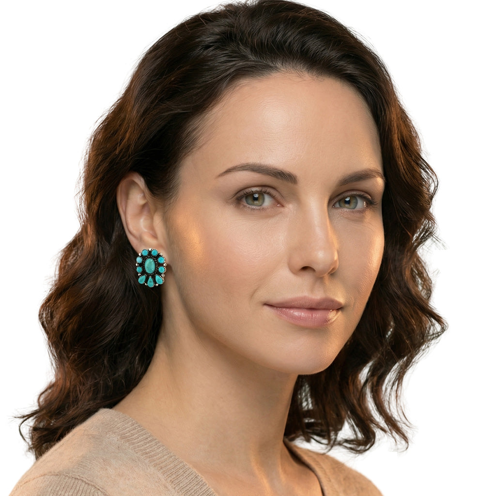 Turquoise Earrings SilverBronzé E1490-SB-C75