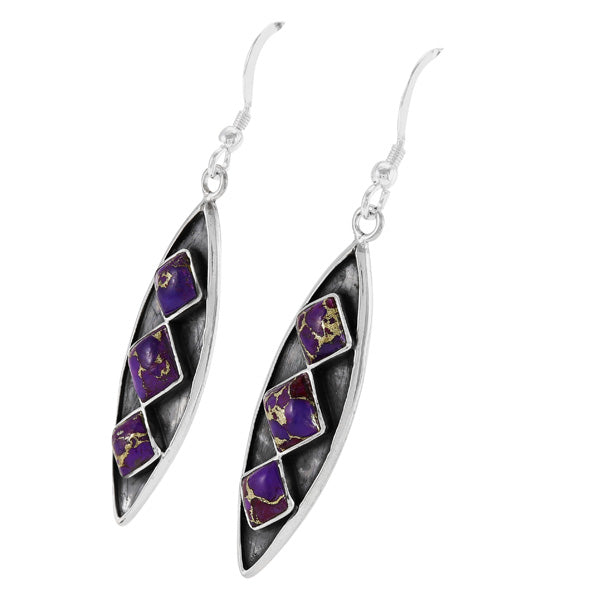 Purple Turquoise Earrings Sterling Silver E1491-C77