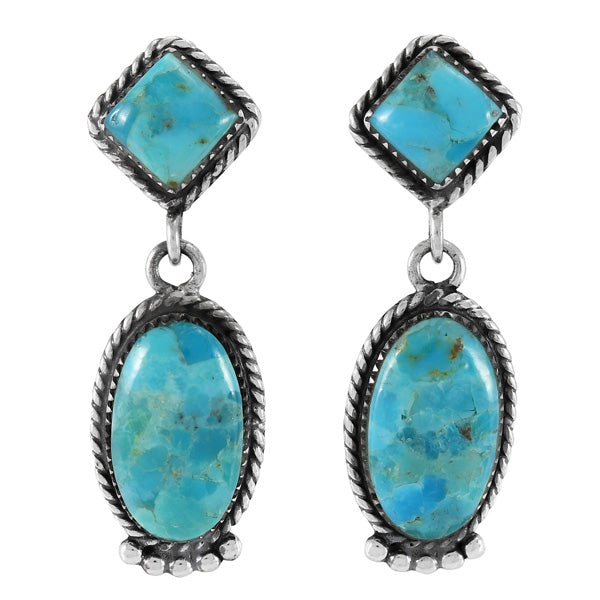 Turquoise Earrings Sterling Silver E1492-LG-C75 (Large Version)