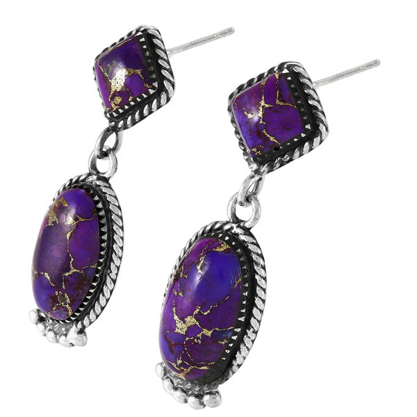 Purple Turquoise Earrings Sterling Silver E1492-C77