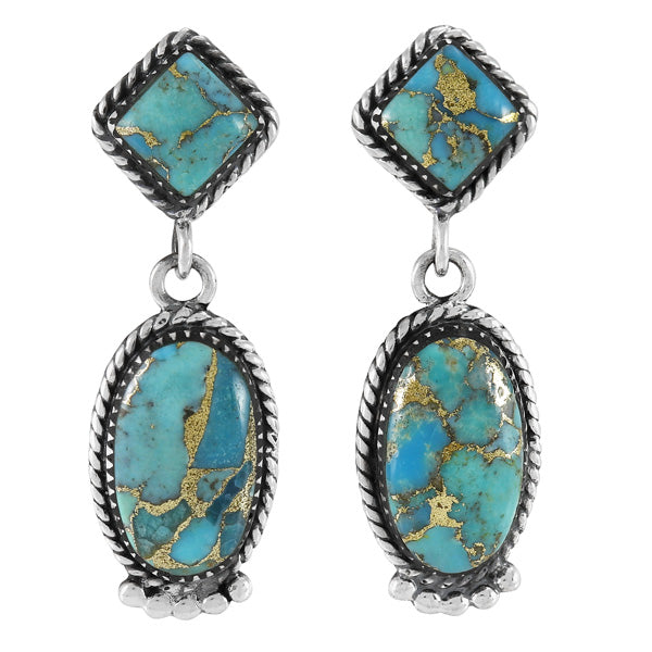 Matrix Turquoise Earrings Sterling Silver E1492-LG-C84 (Large Version)