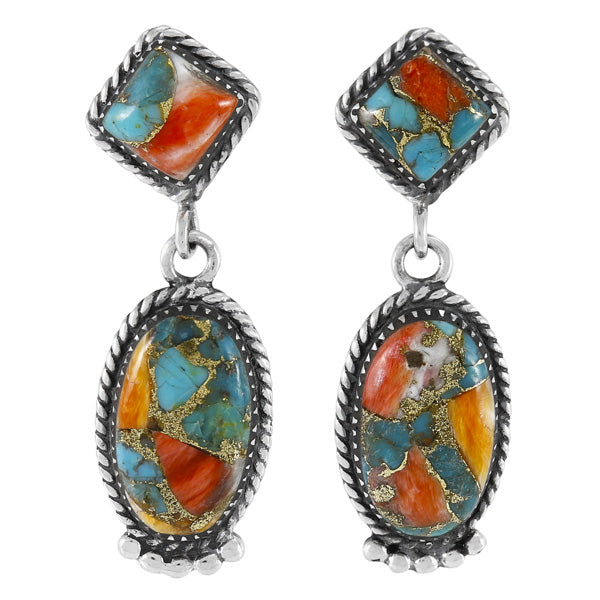 Spiny Turquoise Earrings Sterling Silver E1492-SM-C89