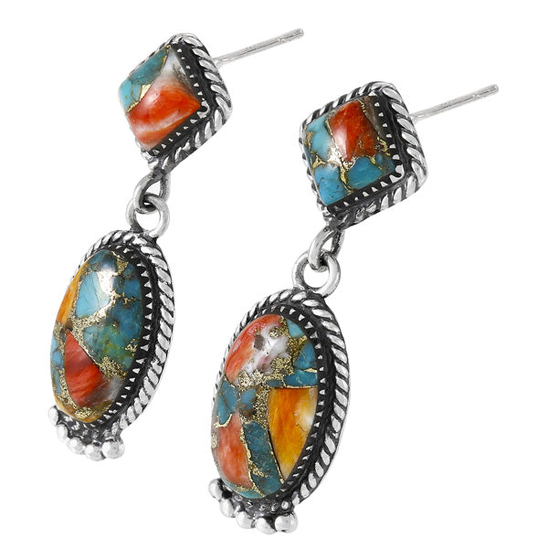 Spiny Turquoise Earrings Sterling Silver E1492-SM-C89