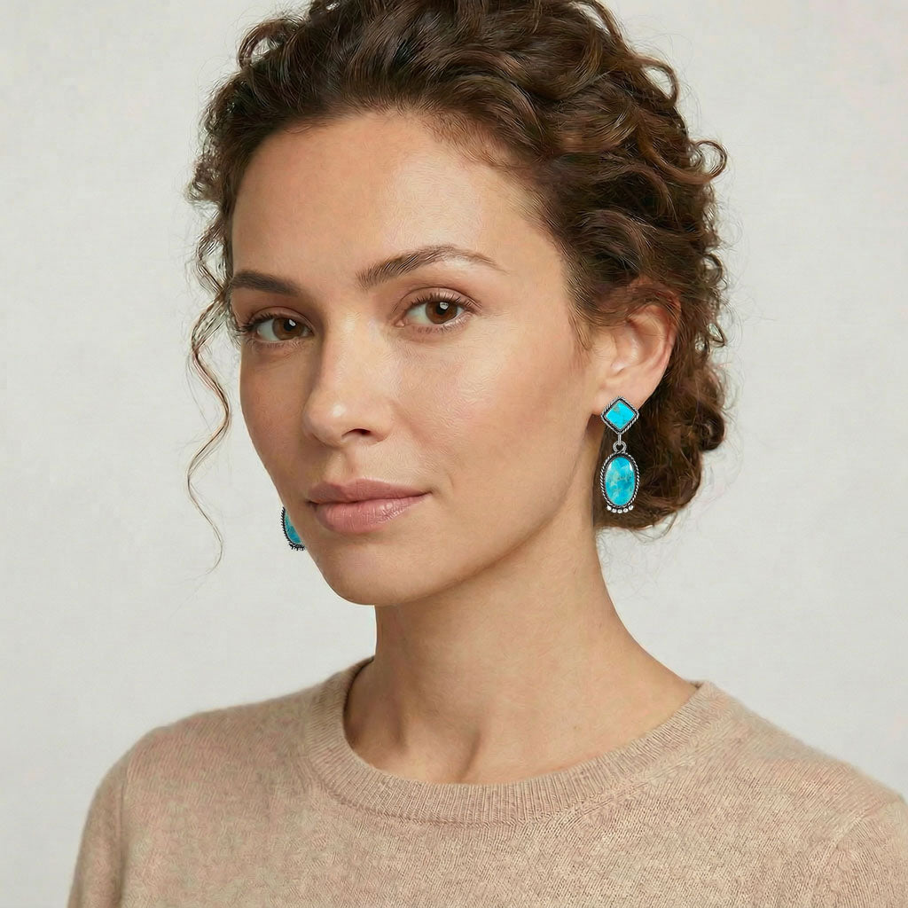 Turquoise Earrings Sterling Silver E1492-SM-C75