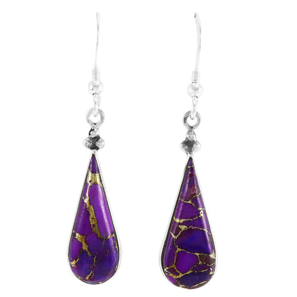 Purple Turquoise Earrings Sterling Silver E1496-C77