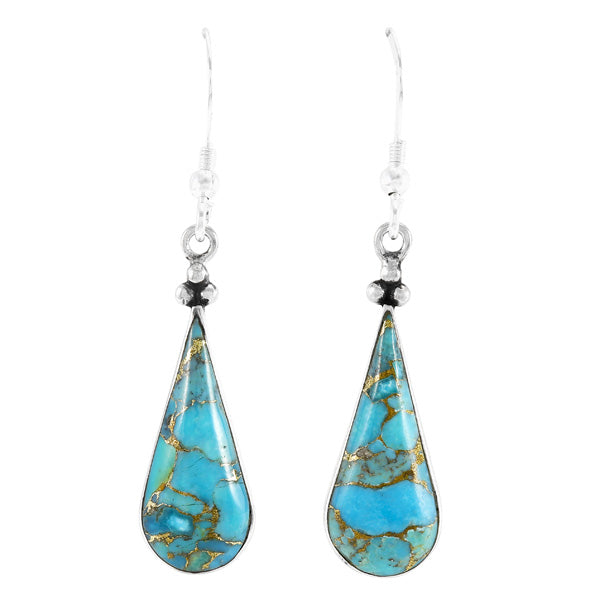 Matrix Turquoise Earrings Sterling Silver E1496-C84