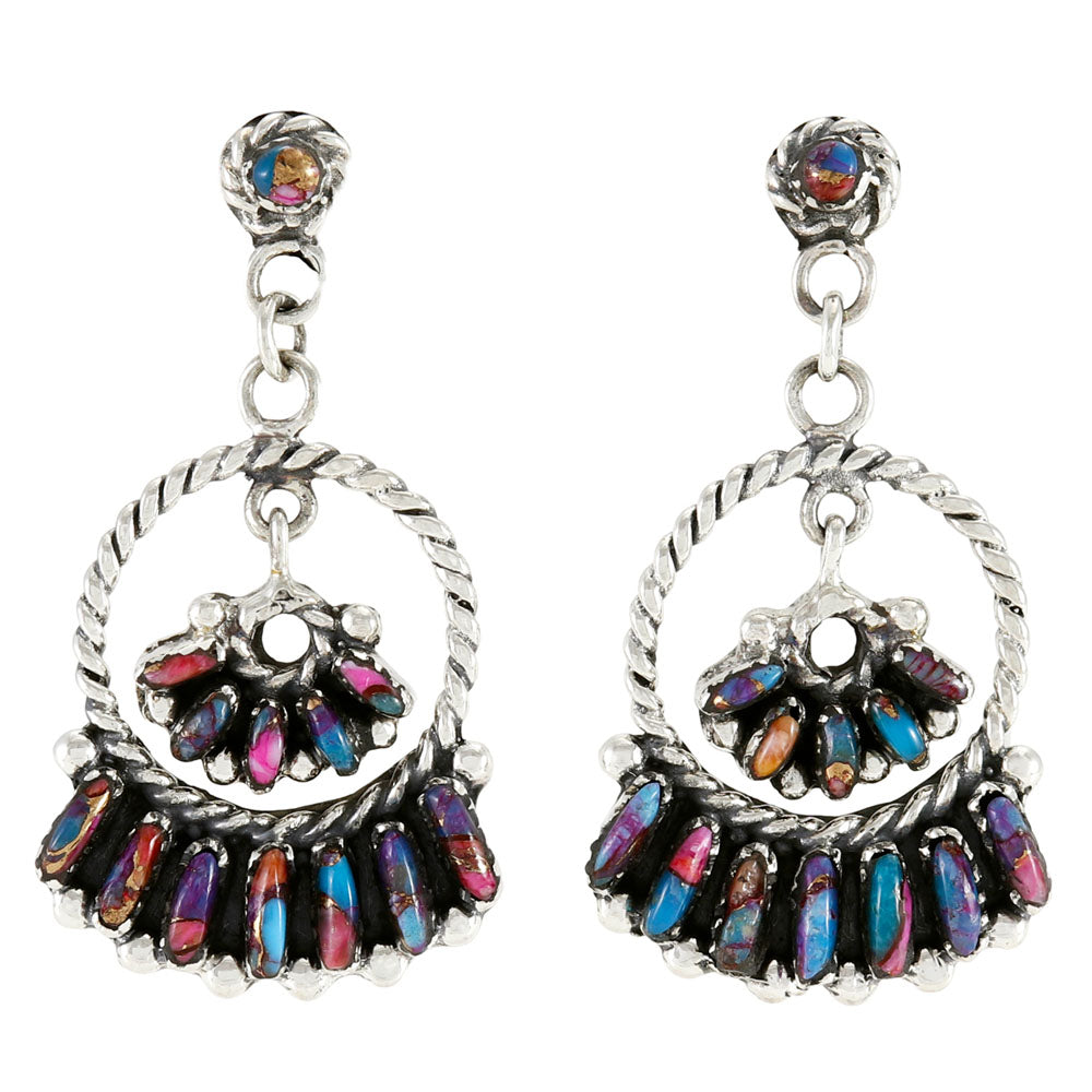 Rainbow Spiny Turquoise Earrings Sterling Silver E1501-C91