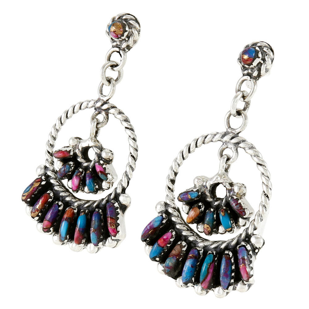 Rainbow Spiny Turquoise Earrings Sterling Silver E1501-C91