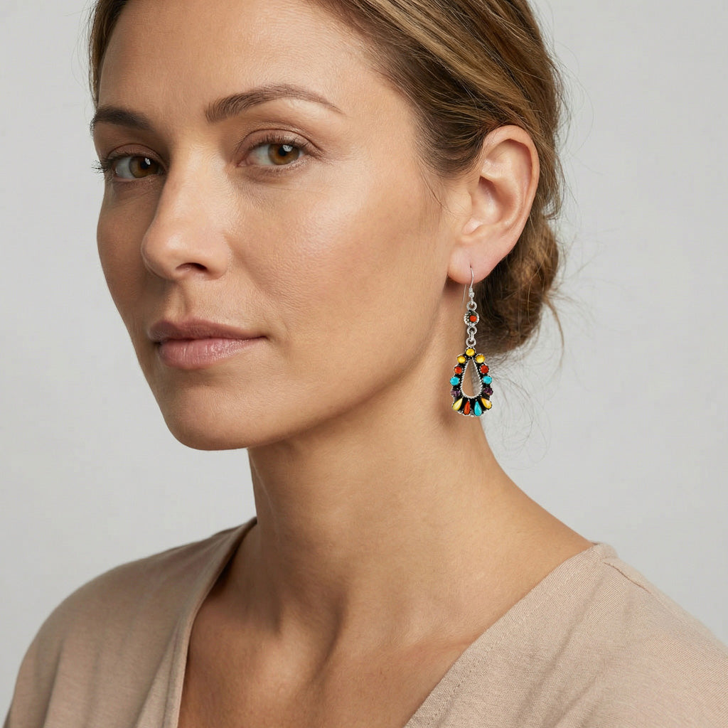 FINAL CLEARANCE - Multi Gemstone Earrings SilveryCopper™ E1505-SB-C71