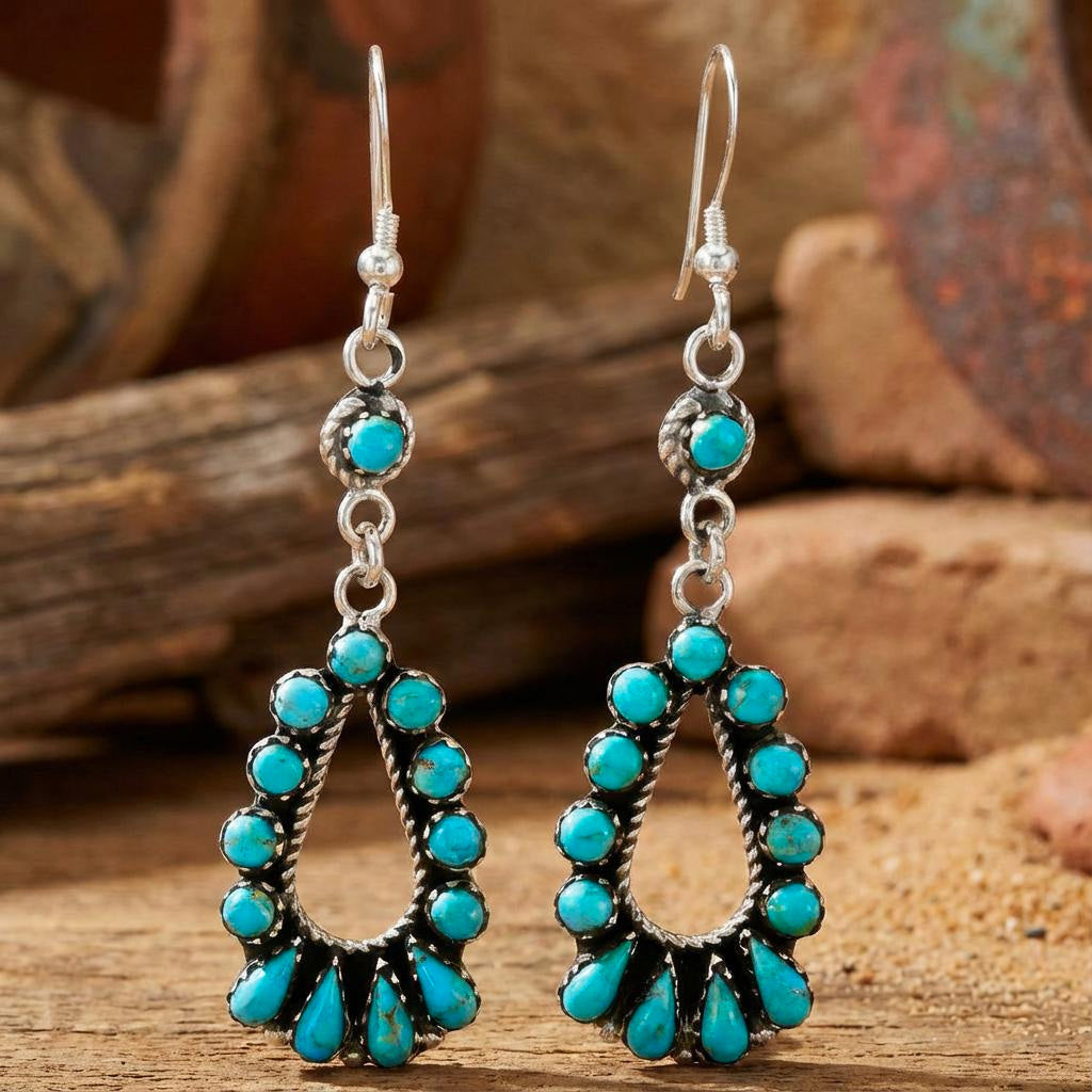 FINAL CLEARANCE - Turquoise Earrings SilveryCopper™ E1505-SB-C75