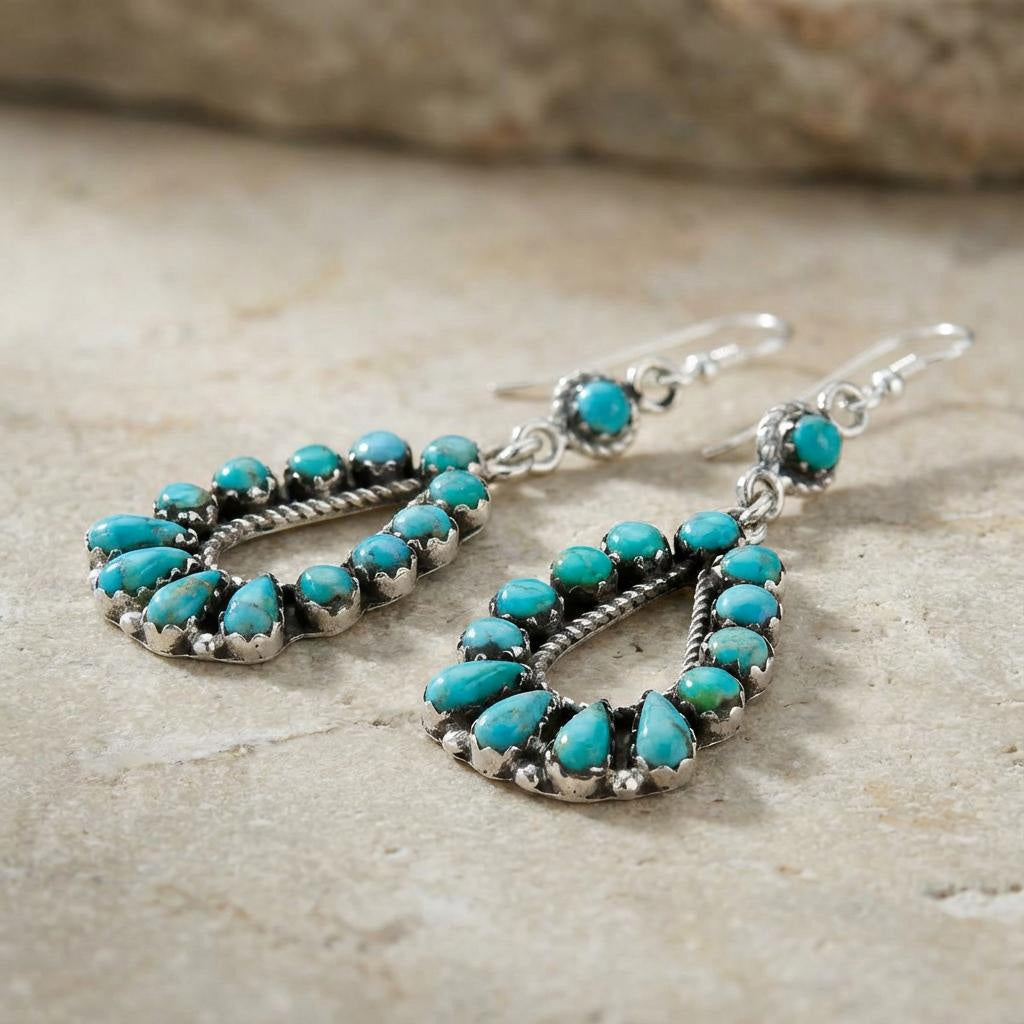 FINAL CLEARANCE - Turquoise Earrings SilveryCopper™ E1505-SB-C75