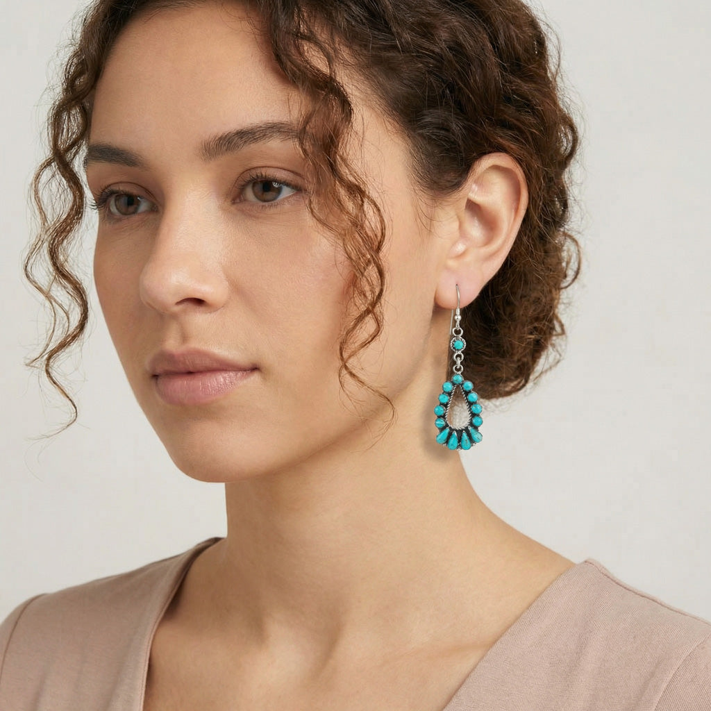 FINAL CLEARANCE - Turquoise Earrings SilveryCopper™ E1505-SB-C75