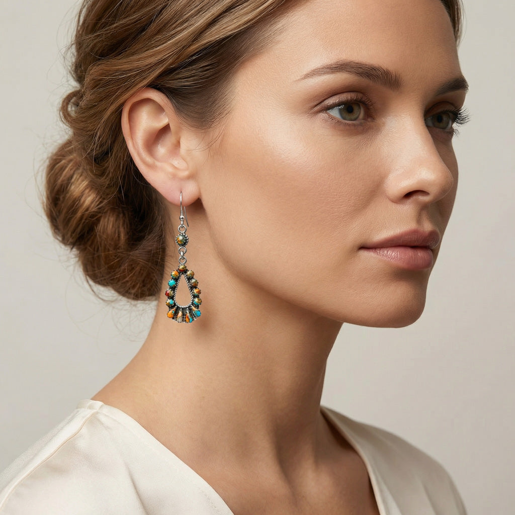 FINAL CLEARANCE - Spiny Turquoise Earrings SilveryCopper™ E1505-SB-C89