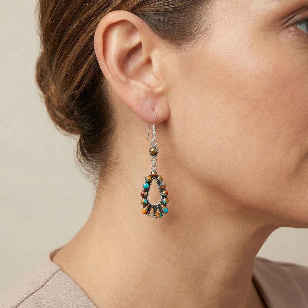 FINAL CLEARANCE - Spiny Turquoise Earrings SilveryCopper™ E1505-SB-C89