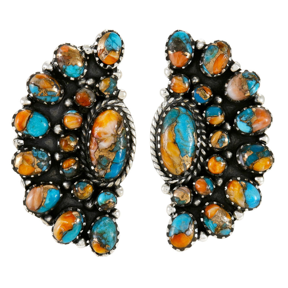Spiny Turquoise Earrings Sterling Silver E1508-C89