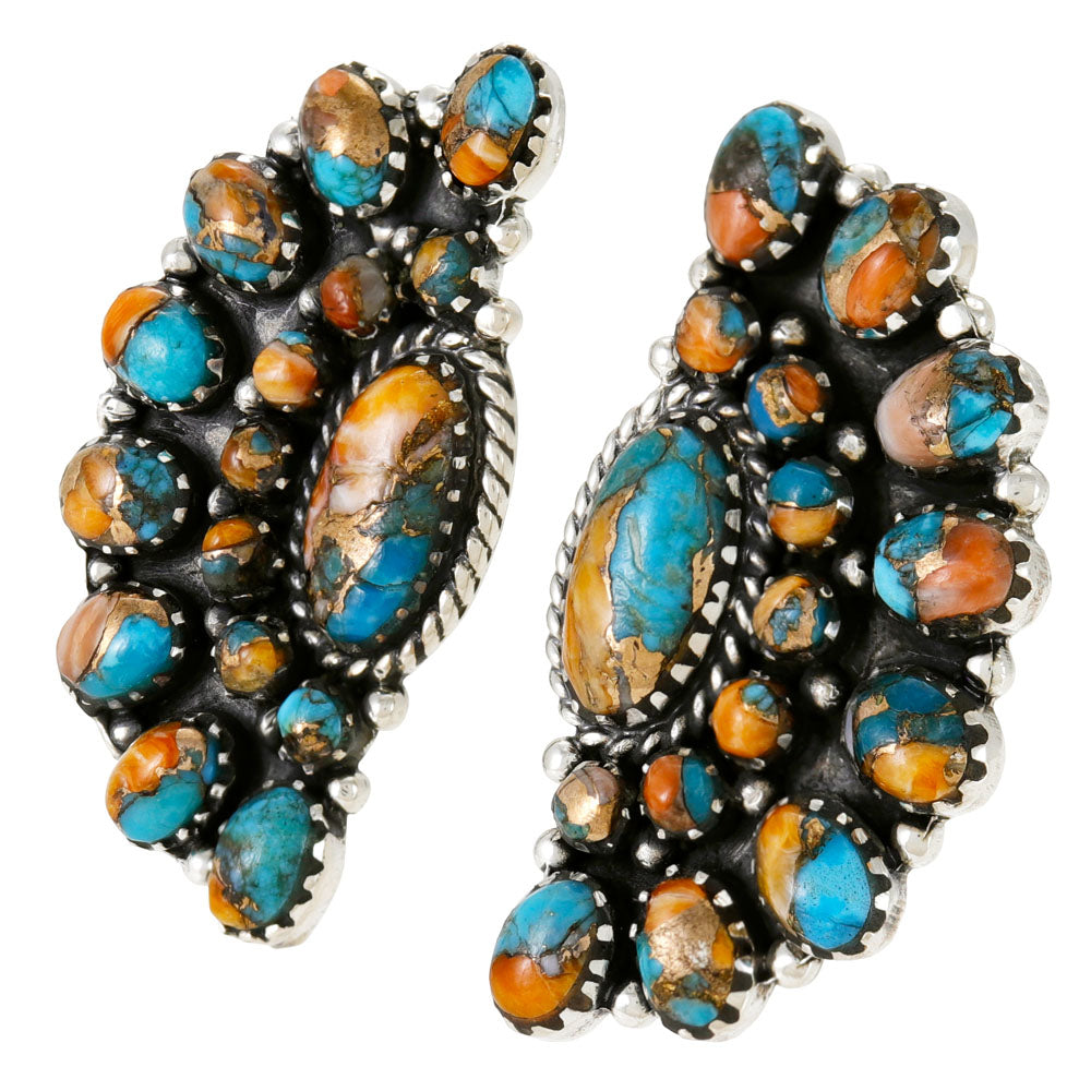 Spiny Turquoise Earrings Sterling Silver E1508-C89
