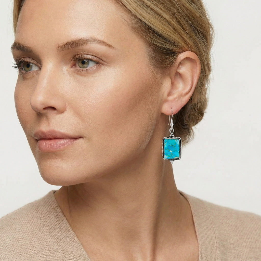 Turquoise Earrings Sterling Silver E1513-C75